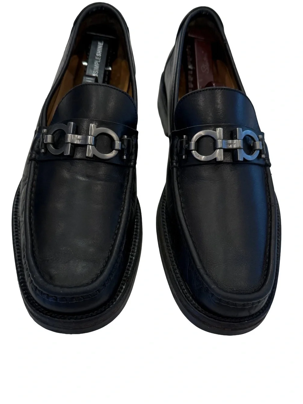 Salvatore Ferragamo Men’s David Gancini Bit Leather Loafers Black Sz 7D Wms 8.5